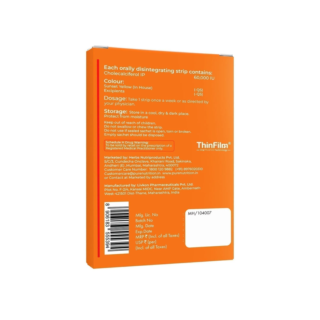 Vitamin D3 60000 IU Oral Strips 10 Sugar-Free Strips