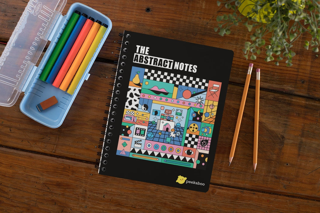 The Abstract Notes Peekaboo Notebook - A5 Size Wiro Spiral Binding