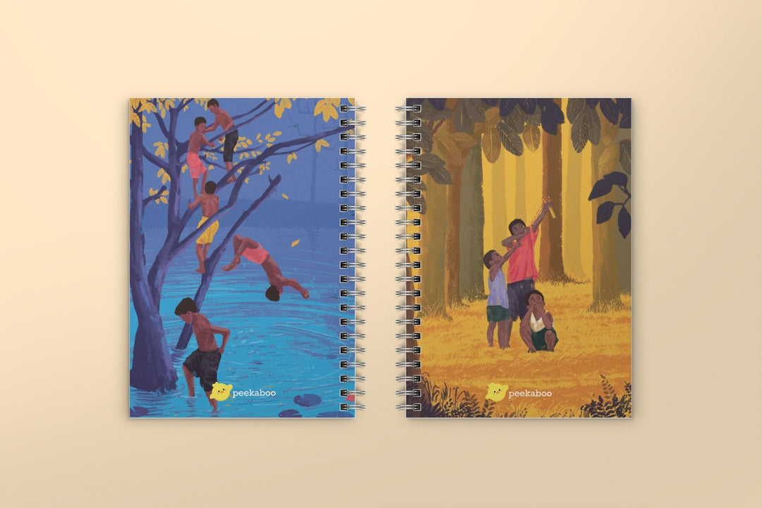 Rural India Peekaboo Notebook - A5 Size - Wiro Spiral Binding