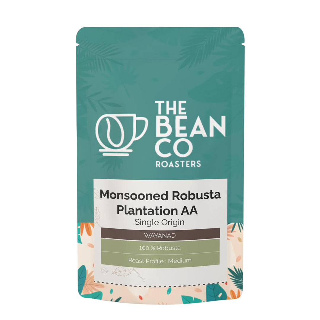 The Bean Co Roasters | Plantation AA Monsooned Robusta Coffee Beans (GI-Tagged), Wayanad Kerala Single Origin | Premium Bold & Full-Bodied | AA Grade 100% Robusta with Rich Aroma & Thick Crema