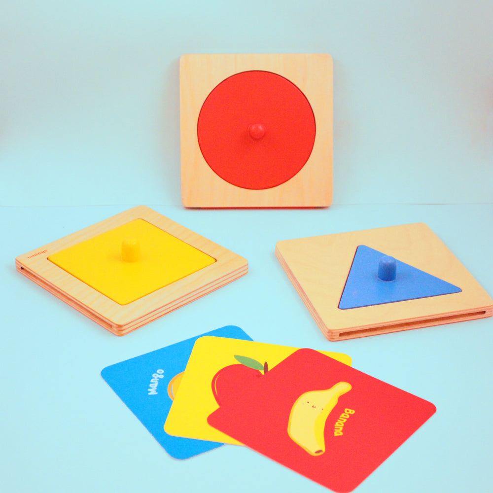 Shumee Montessori Wooden Shapes Peg Puzzle - Set of 3