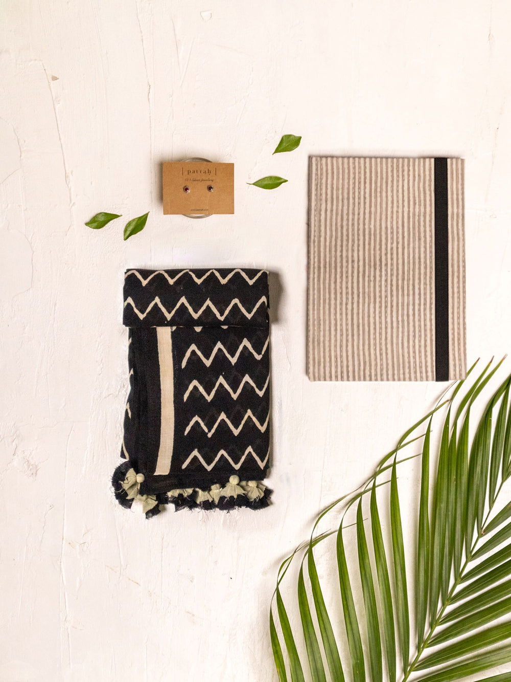 Patrah Moon A6 Diary, Cotton Scarf & Silver Jewellery Gift Combo