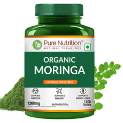 Organic Moringa 1200mg | Organic Moringa Leaf Powder | Daily Wellness Support | 120 Veg Tablets