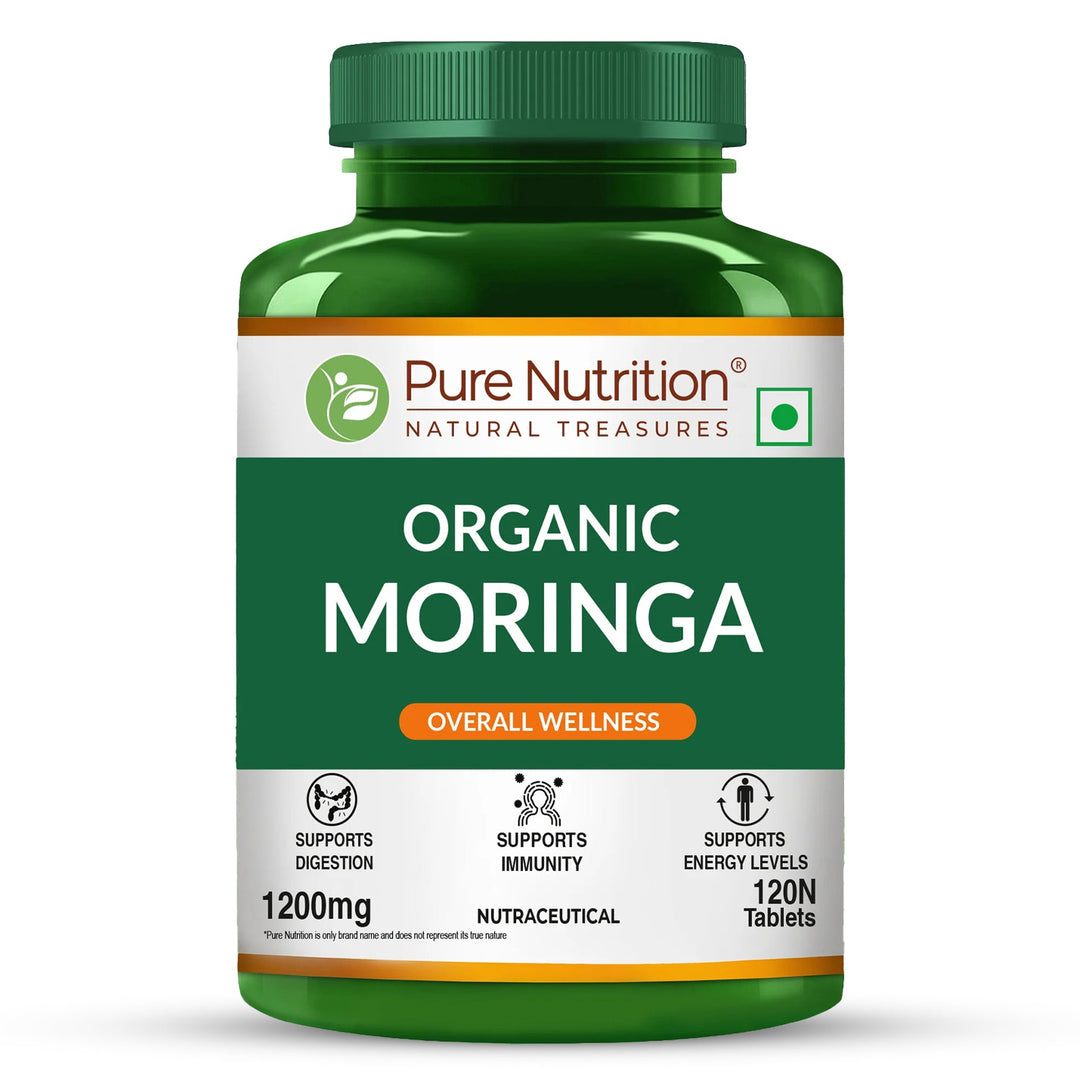 Organic Moringa 1200mg | Organic Moringa Leaf Powder | Daily Wellness Support | 120 Veg Tablets