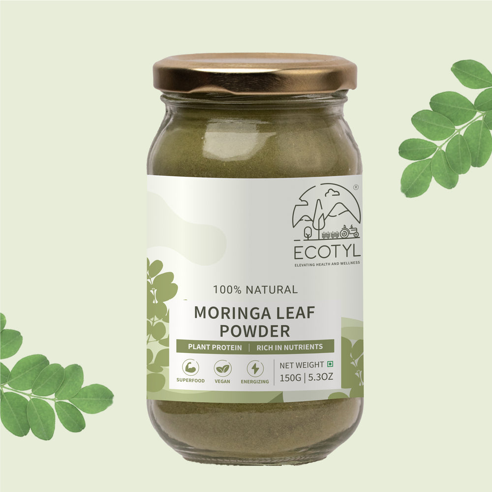 Ecotyl Moringa Leaf Powder | Natural Multi-Vitamin | Good for Hair & Skin | Pack of 2 | 150g X 2