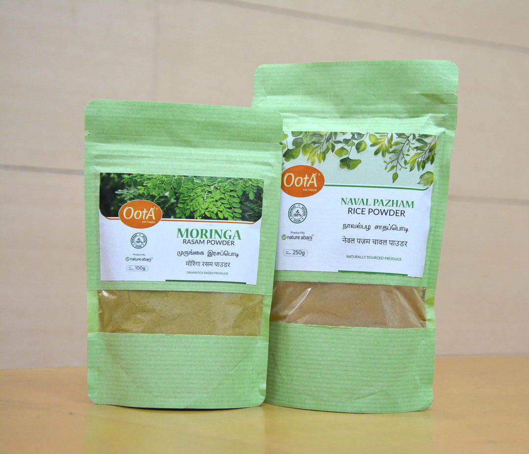 OOTA-Moringa Rasam powder(pack of 100g),Naval pazham rice powder (pack of 250g)