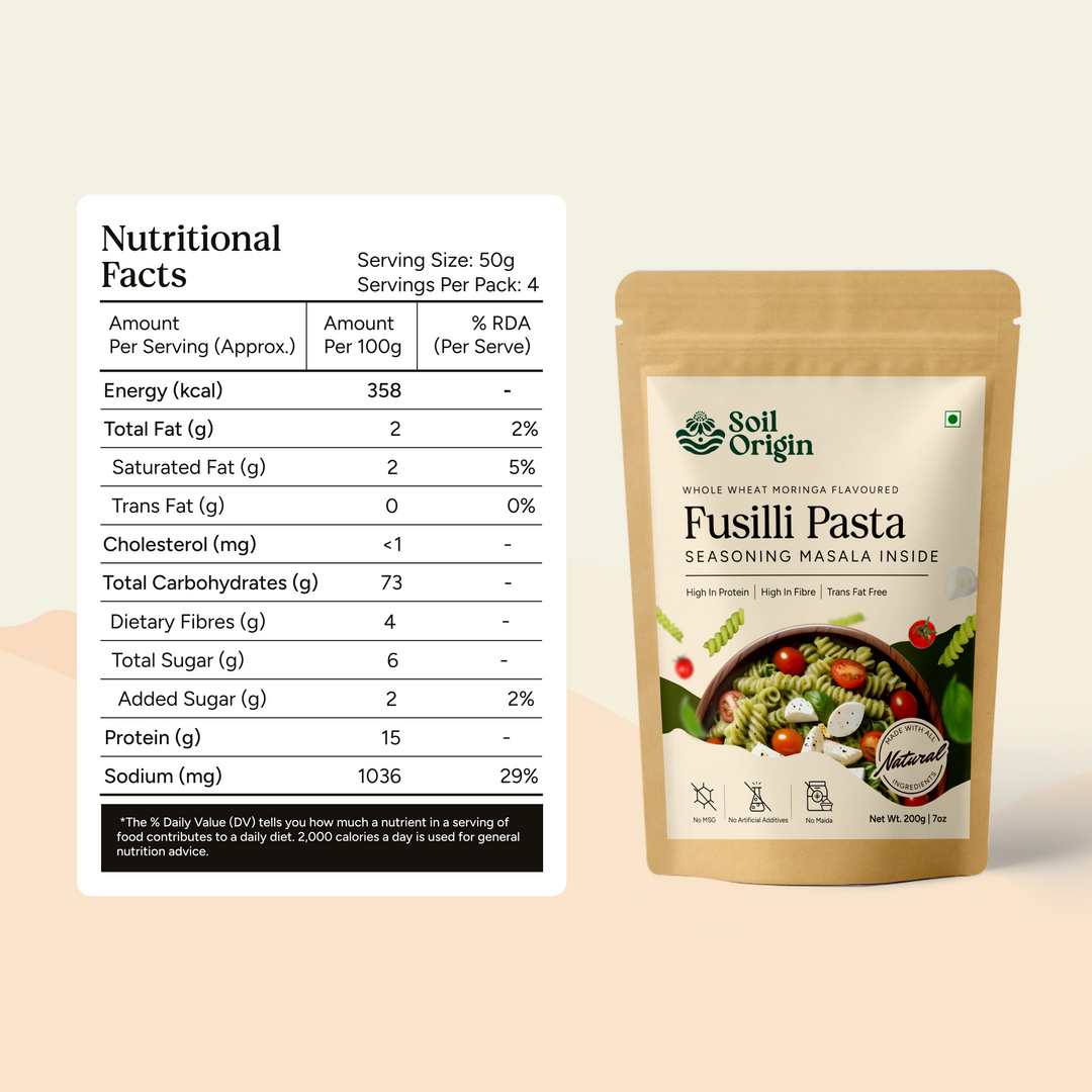 Soil Origin Moringa Wheat Pasta (Seasoning Masala Inside) - 200 Gm