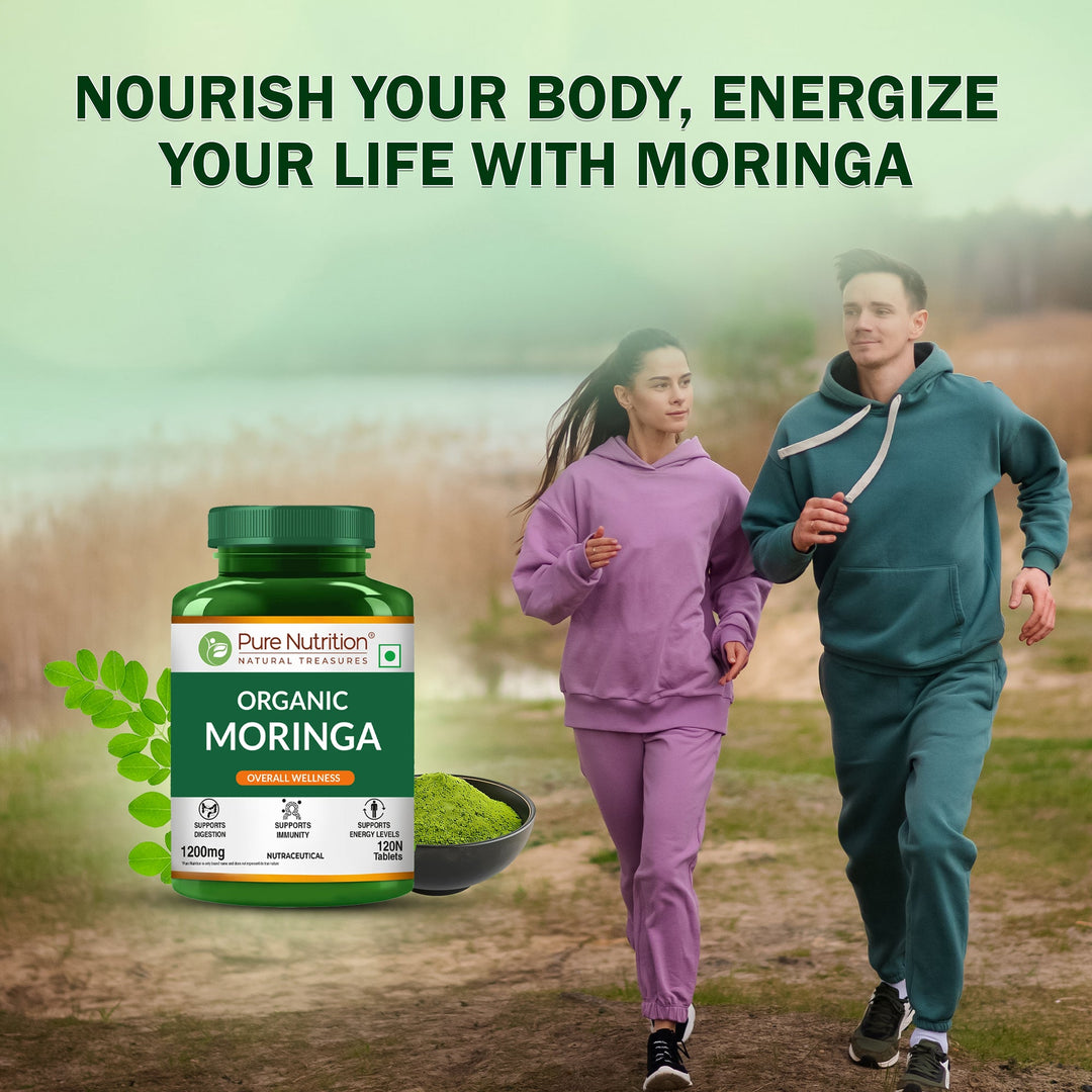 Organic Moringa 1200mg | Organic Moringa Leaf Powder Tablets | Plant-Based Daily Wellness Support