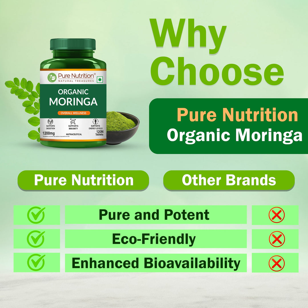 Organic Moringa Tablets 1200mg | Supports Immunity, Digestion & Energy