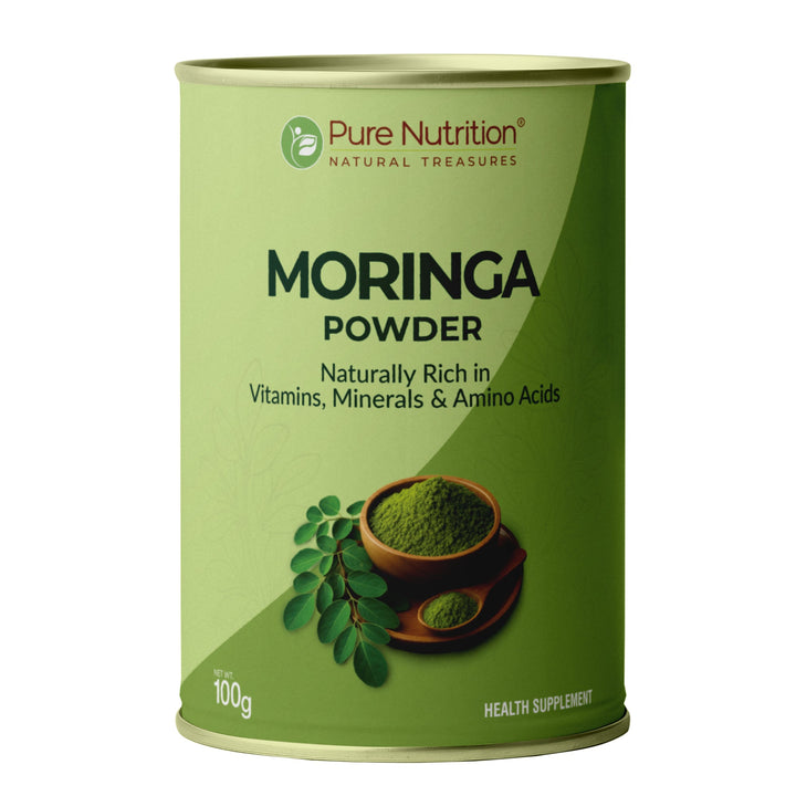 Pure Nutrition Moringa Powder – Naturally Rich in Vitamins, Minerals & Amino Acids (100g)