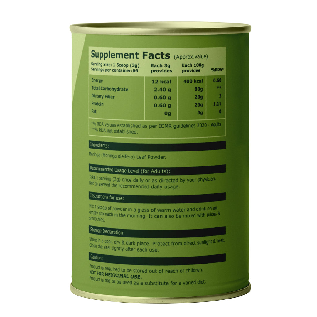Pure Nutrition Moringa Powder – Naturally Rich in Vitamins, Minerals & Amino Acids (100g)