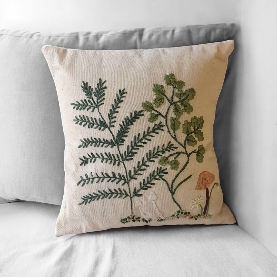 Embroidered Undergrowth Cushion Cover (16x16)
