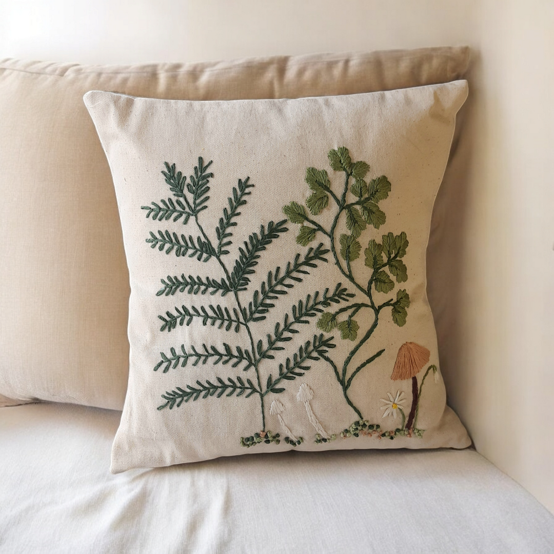 Embroidered Undergrowth Cushion Cover (16x16)