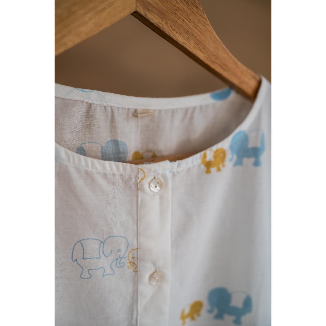 Masaya Organic Cotton Women Kurta Pajama Set - Colours of the Earth - Elle Blue