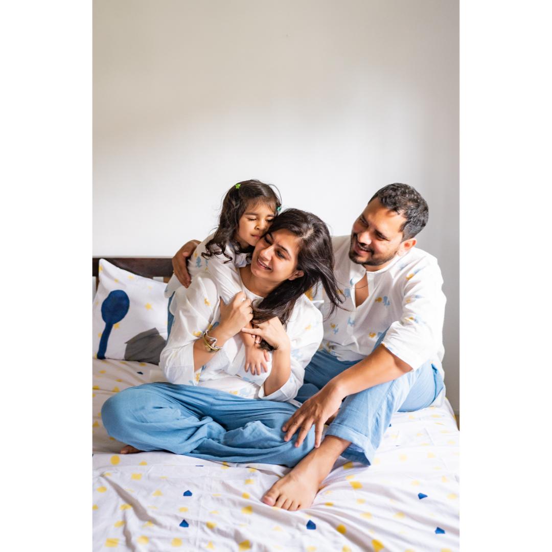 Masaya Organic Cotton Women Kurta Pajama Set - Colours of the Earth - Elle Blue