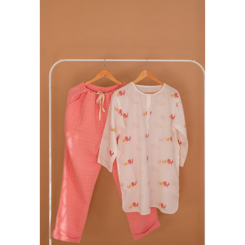 Masaya Organic Cotton Women Kurta Pajama Set - Colours of the Earth - Elle Pink