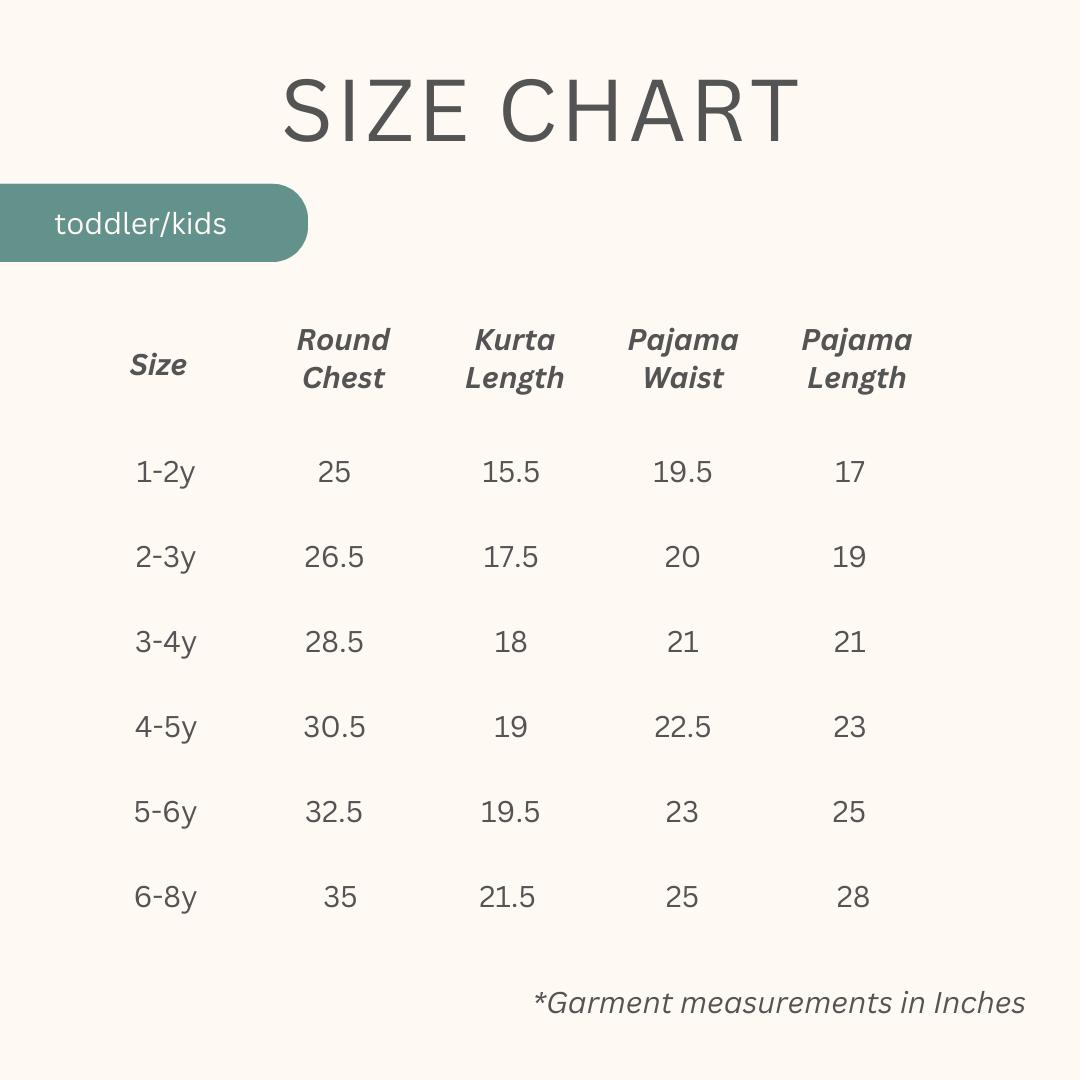 Masaya Cute Blue night wear-Masaya Organic Cotton Kids Kurta Pajama Set - Colours of the Earth - Elle Blue