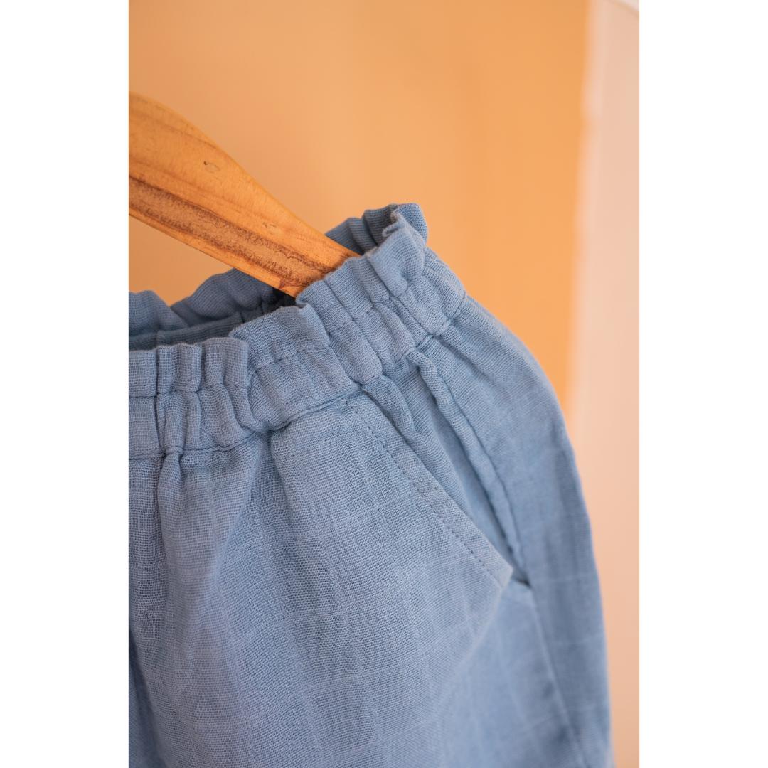 Masaya Cute Blue night wear-Masaya Organic Cotton Kids Kurta Pajama Set - Colours of the Earth - Elle Blue