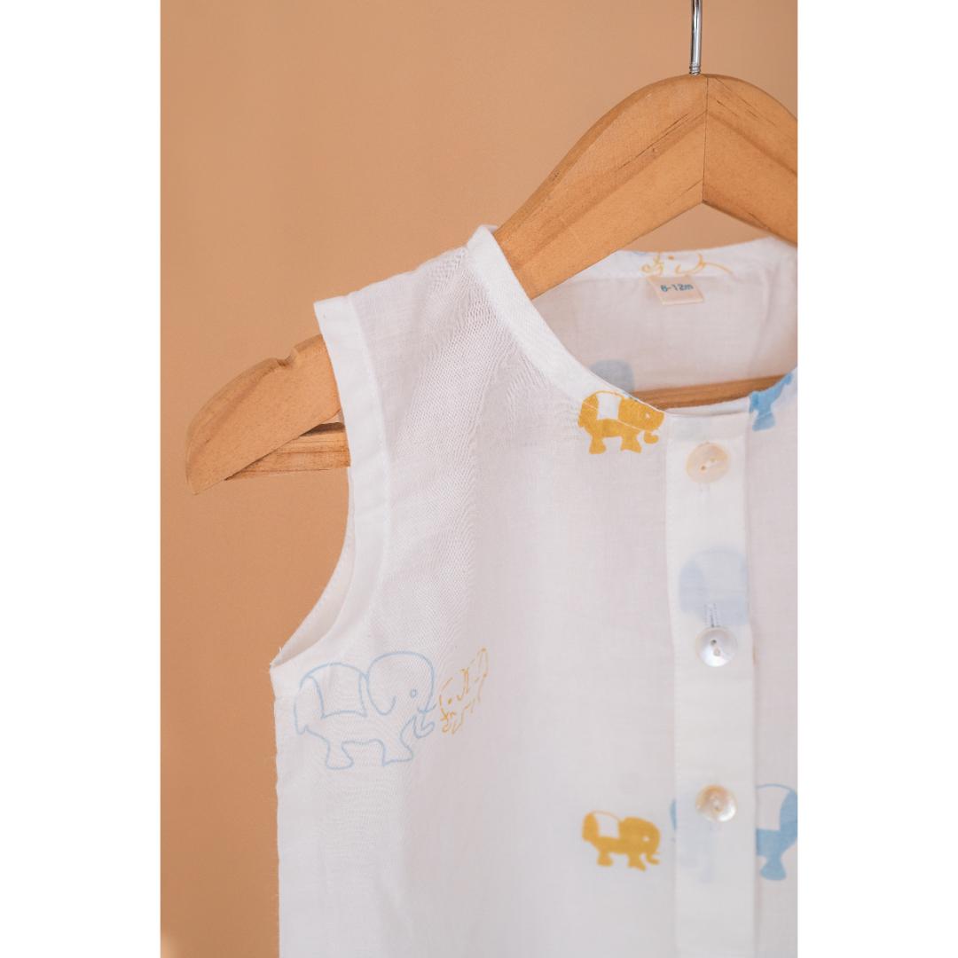 Masaya Cute White Romper-Masaya Organic Cotton Baby Romper - Colours of the Earth - Elle Blue