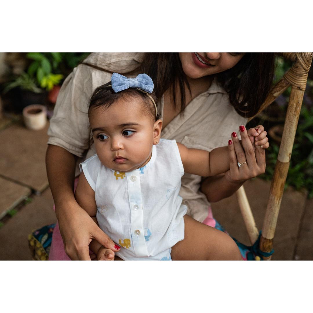 Masaya Cute White Romper-Masaya Organic Cotton Baby Romper - Colours of the Earth - Elle Blue