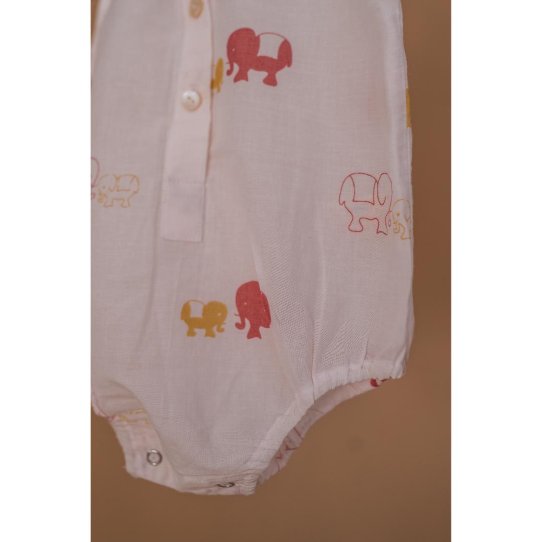 Masaya Cute White Printed Romper. Masaya Organic Baby Romper - Colours of the Earth - Elle Pink