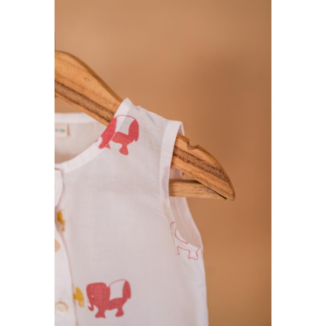Masaya Cute White Printed Romper. Masaya Organic Baby Romper - Colours of the Earth - Elle Pink