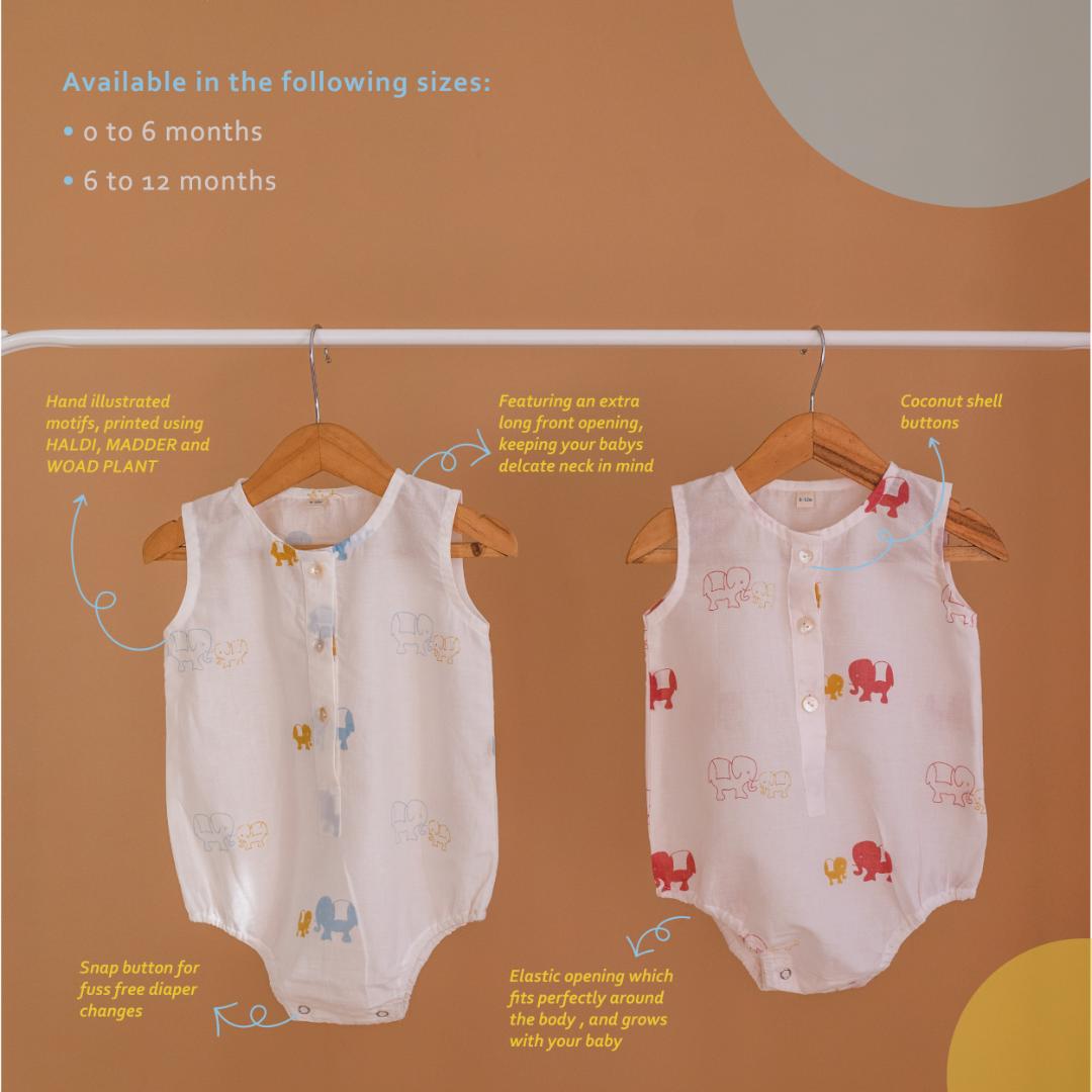 Masaya Cute White Printed Romper. Masaya Organic Baby Romper - Colours of the Earth - Elle Pink