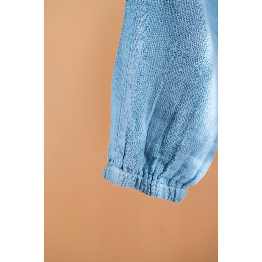 Masaya Cute White and Blue Jhabla set-Masaya Organic Cotton Baby Jhabla Pajama Set - Colours of the Earth - Elle Blue