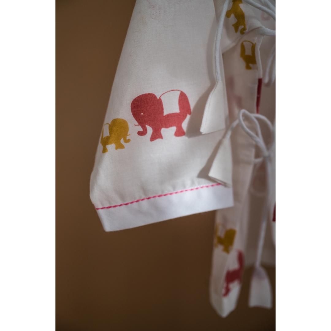 Masaya Cute Pink and White Jhabla set-Masaya Organic Baby Jhabla Pajama Set - Colours of the Earth - Elle Pink