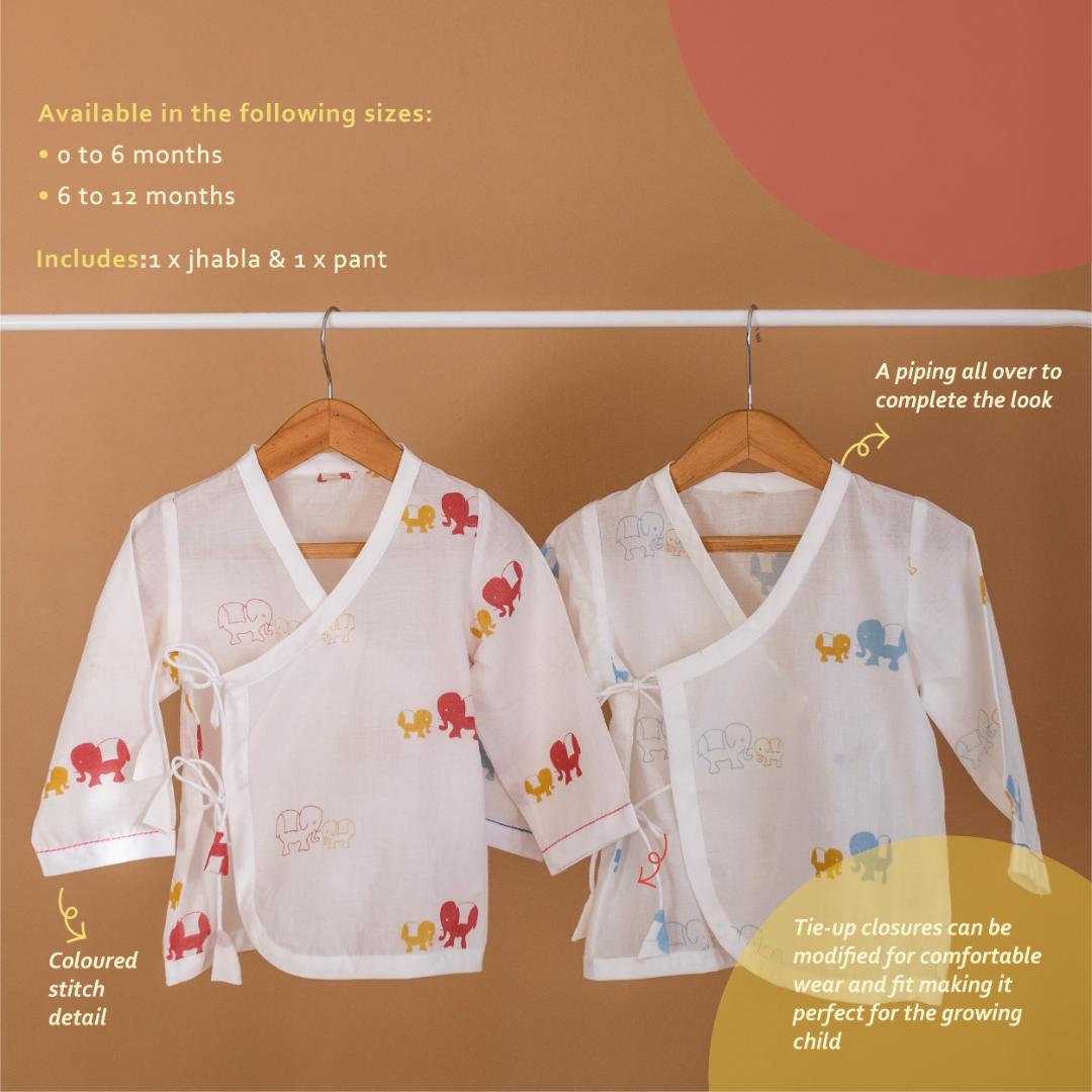Masaya Cute Pink and White Jhabla set-Masaya Organic Baby Jhabla Pajama Set - Colours of the Earth - Elle Pink