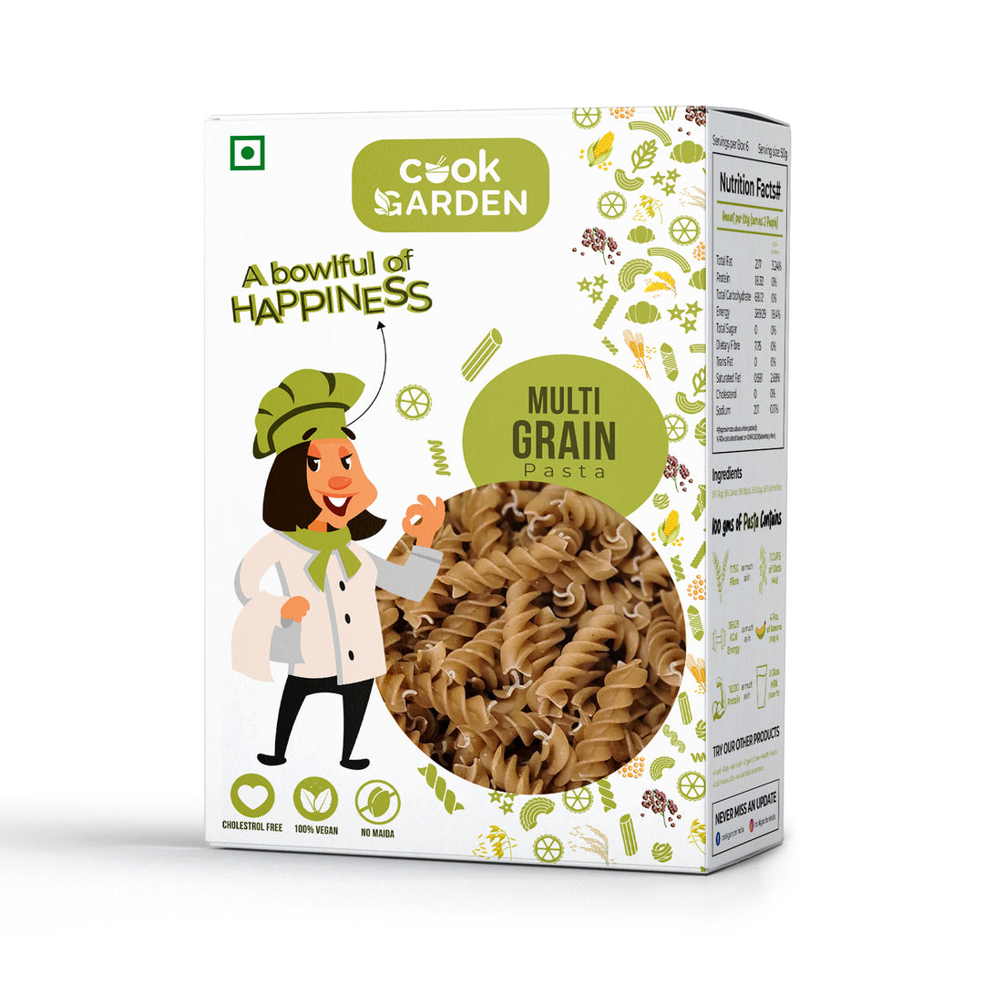 CookGarden Multigrain Fusilli Pasta | High Fiber | High Energy & Cholesterol Free (300g)
