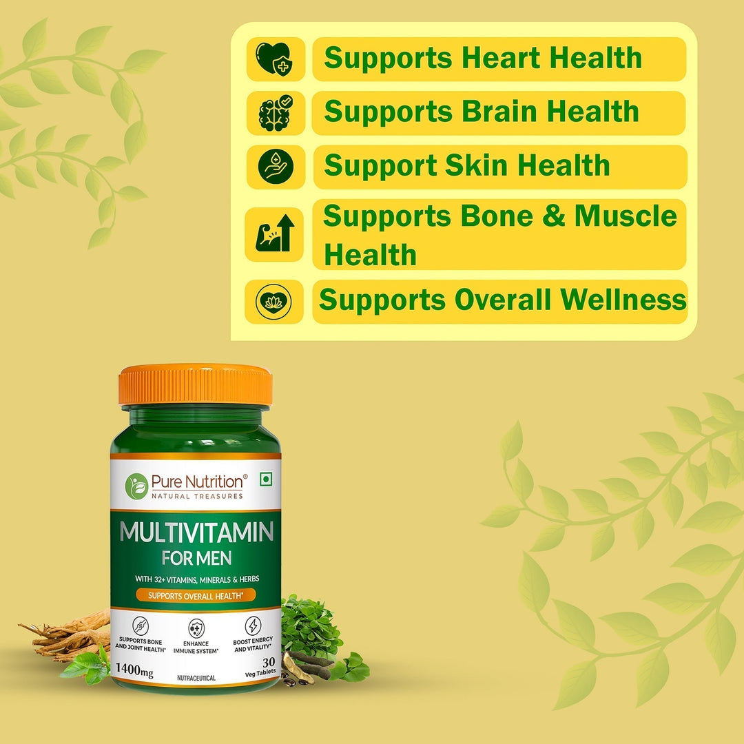 Multivitamin for Men – 30 Vegetarian Tablets | Comprehensive Wellness with 32+ Nutrients