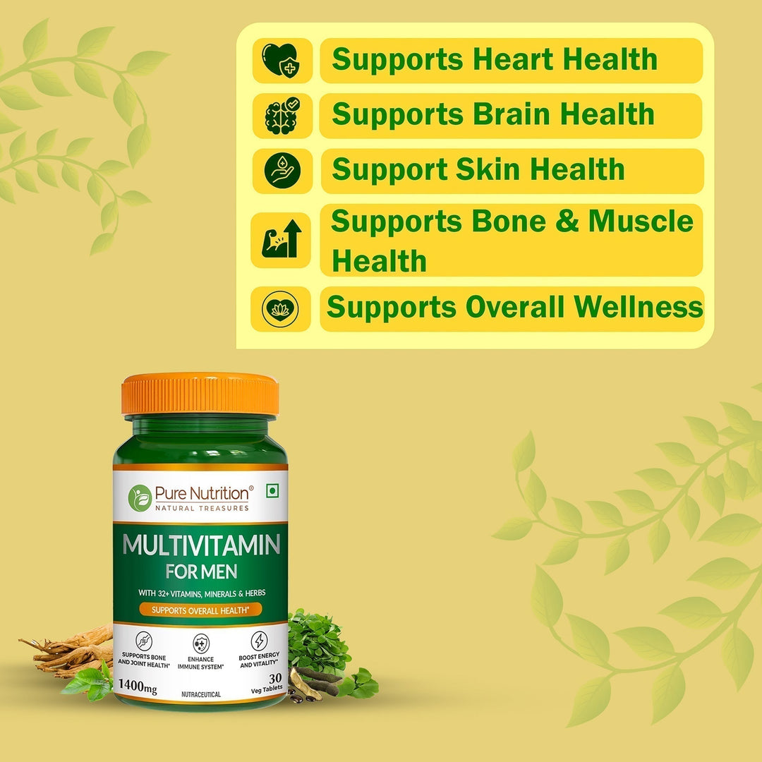 Multivitamin for Men – 30 Vegetarian Tablets | Comprehensive Wellness with 32+ Nutrients
