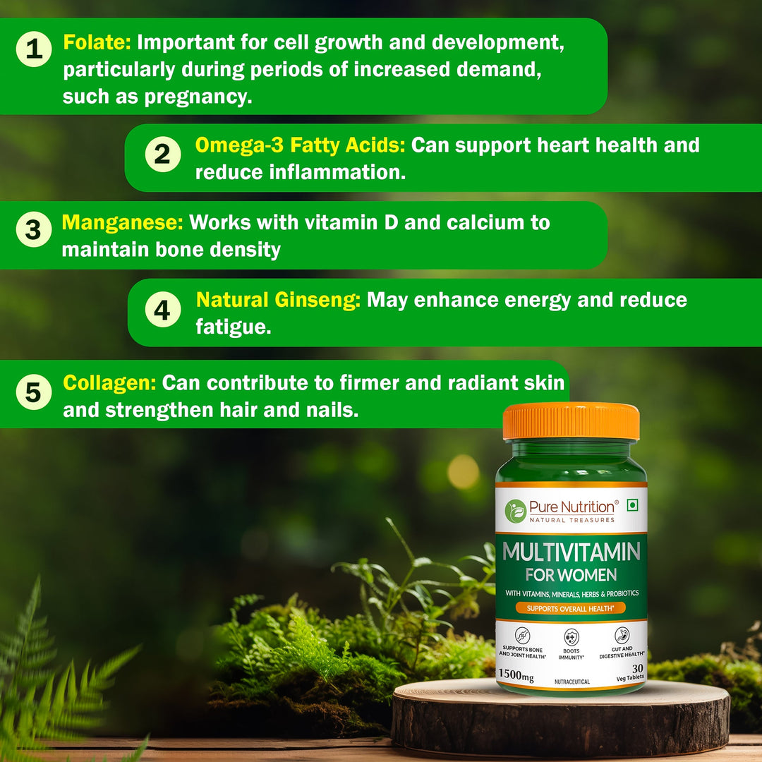 Multivitamin Tablets for Women | 37+ Vitamins, Minerals & Herbs for Wellness| 30 veg Tablets