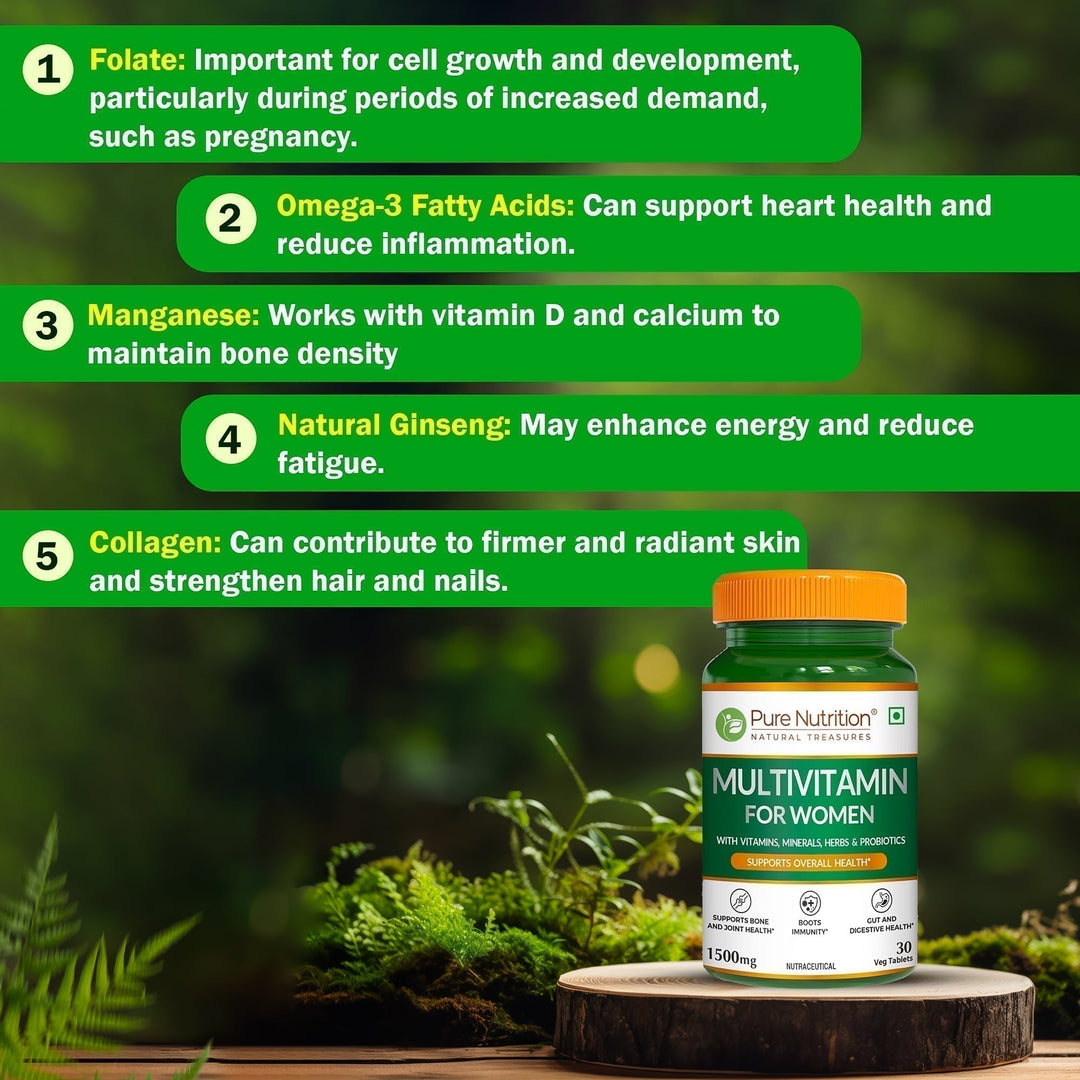 Multivitamin Tablets for Women | 37+ Vitamins, Minerals & Herbs for Wellness| 30 veg Tablets