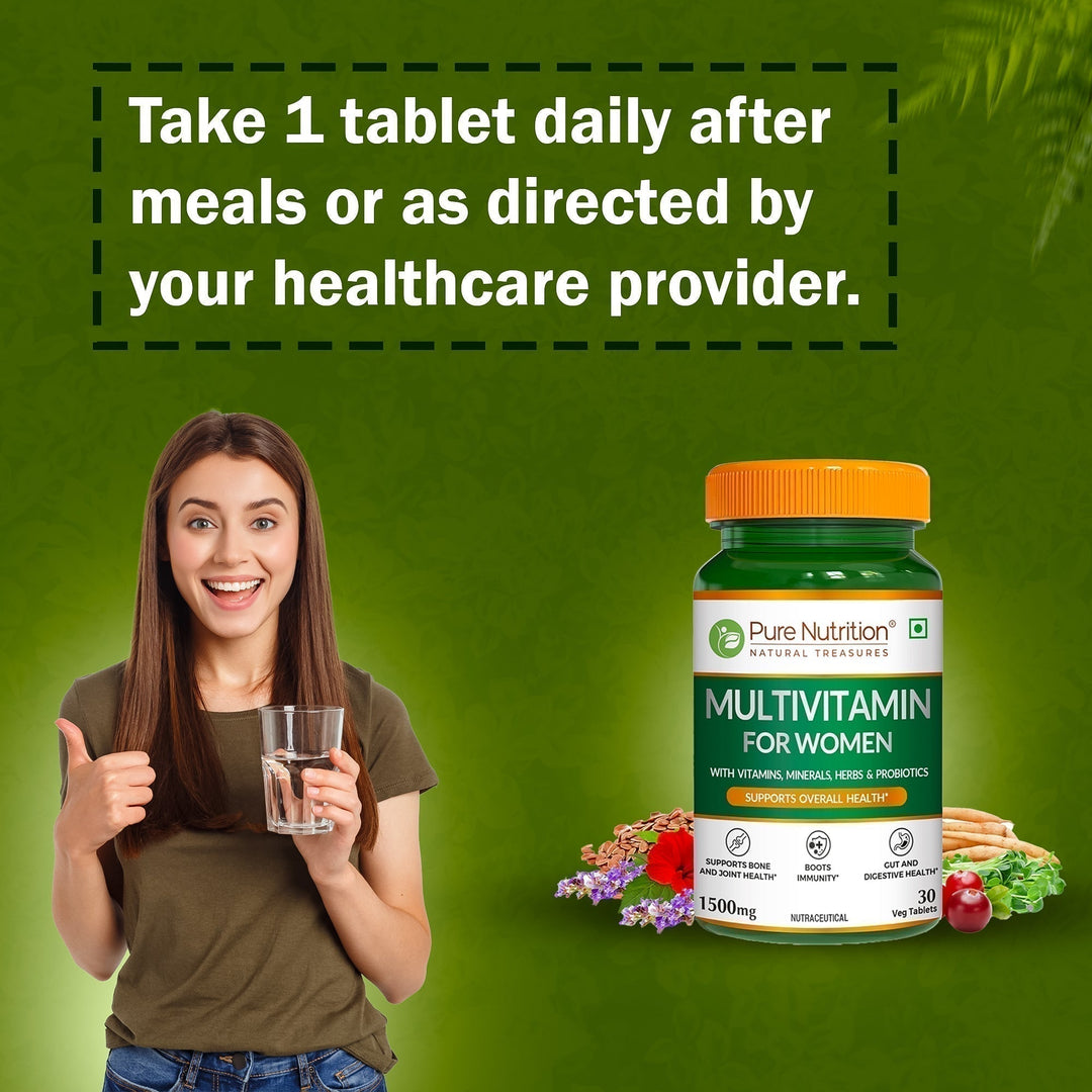 Multivitamin Tablets for Women | 37+ Vitamins, Minerals & Herbs for Wellness| 30 veg Tablets