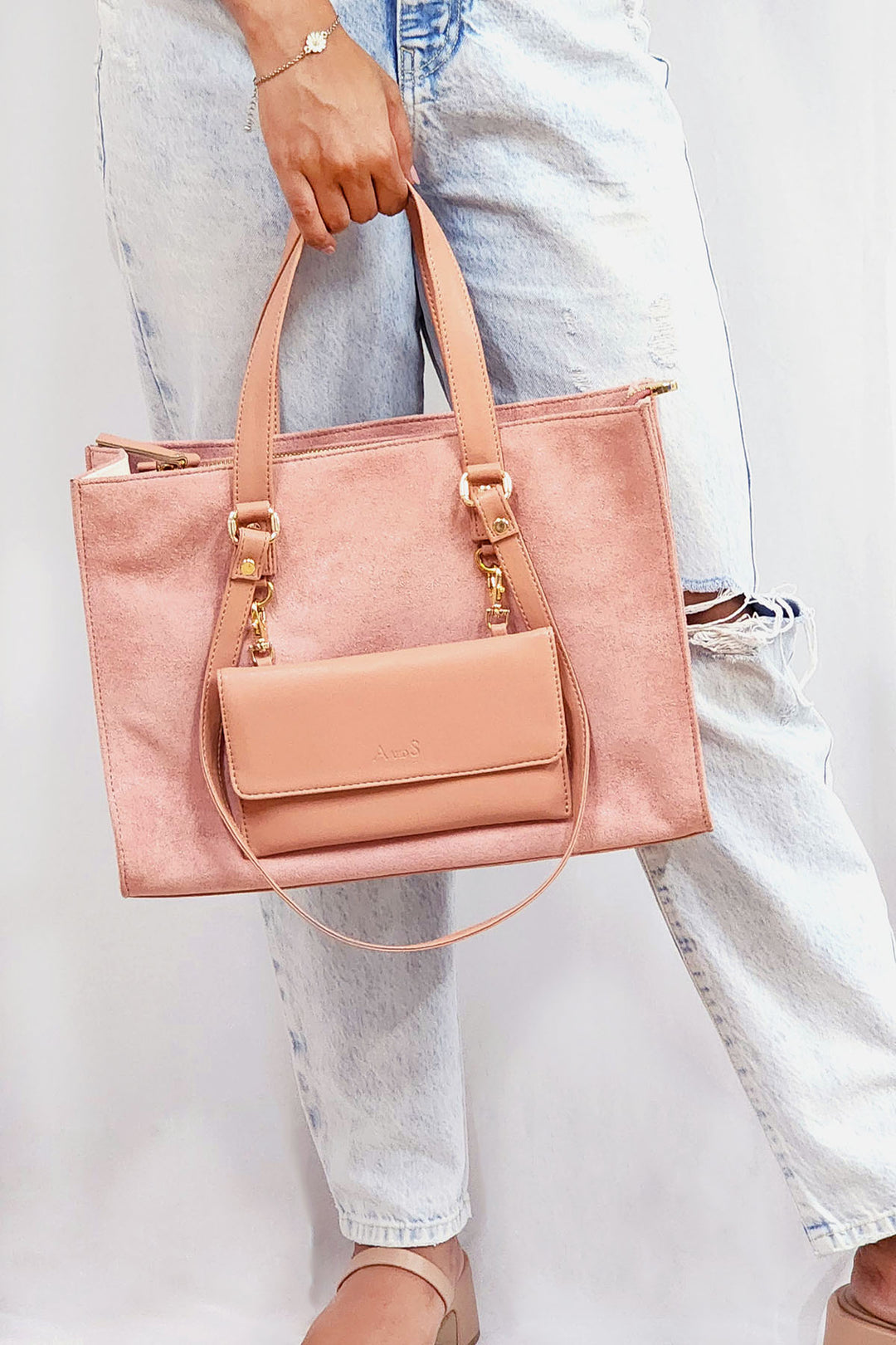 A and S Accessories Multiway vegan suede tote