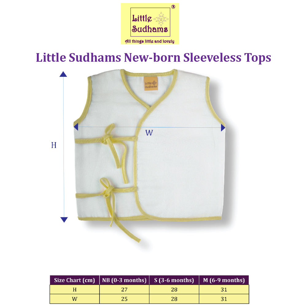 Little Sudhams Organic Cotton Muslin Sleeveless Tops (Pack of 4)