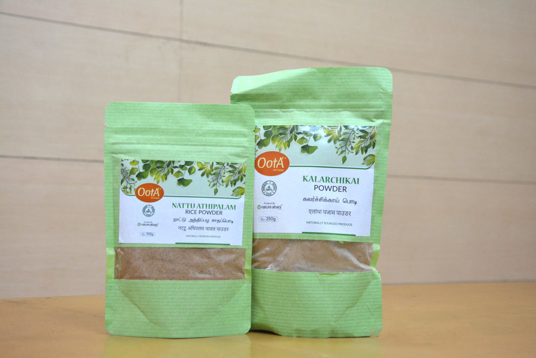 OOTA-Naatu Athipazham Rice Powder (Pack of 100g) and Kalarchikkai Powder (Pack of 250g)