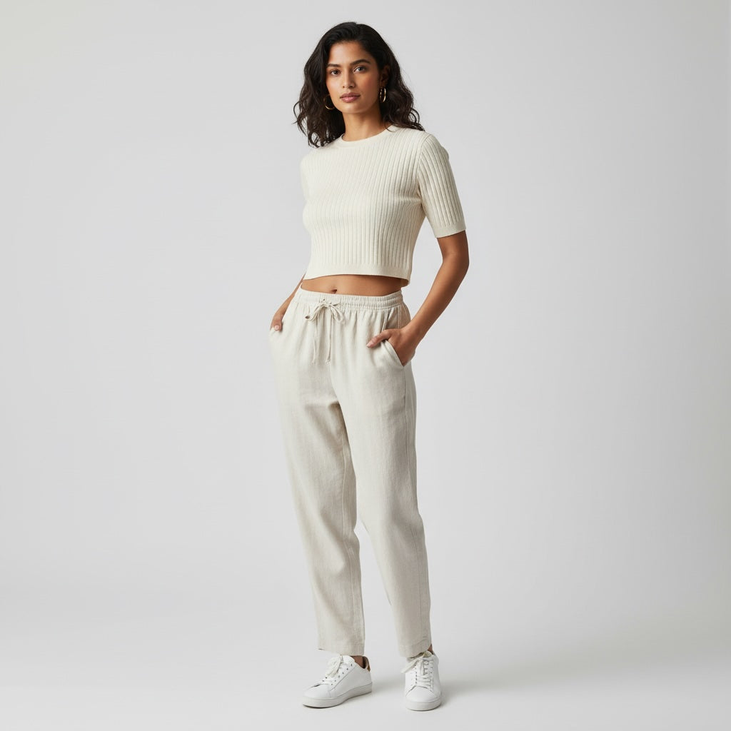 100% Premium Linen Relaxed fit Pants- Women