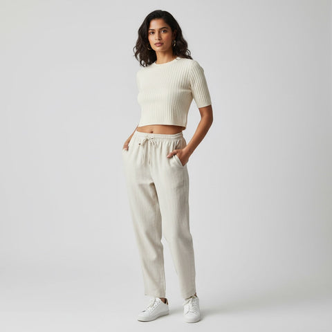 100% Premium Linen Relaxed fit Pants- Women