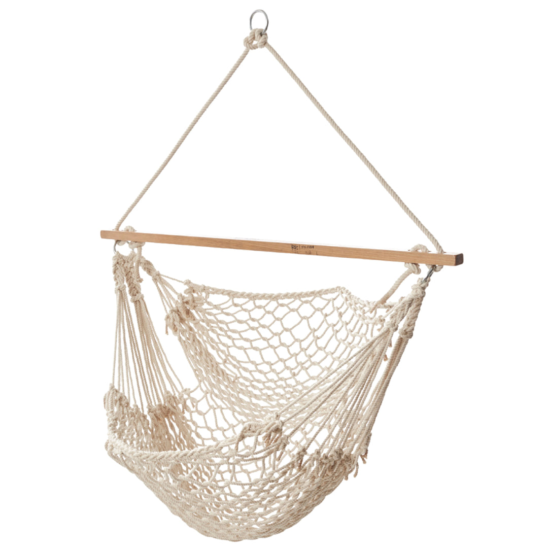 Slack Jack Polyester Rope Swing Chair with Free Hanging Accessories | Boho Hammock Jhula for Adults & Kids | Indoor & Outdoor Hanging Oonjal Swing for Home Décor, Balcony, Patio, Garden (Oatmeal)