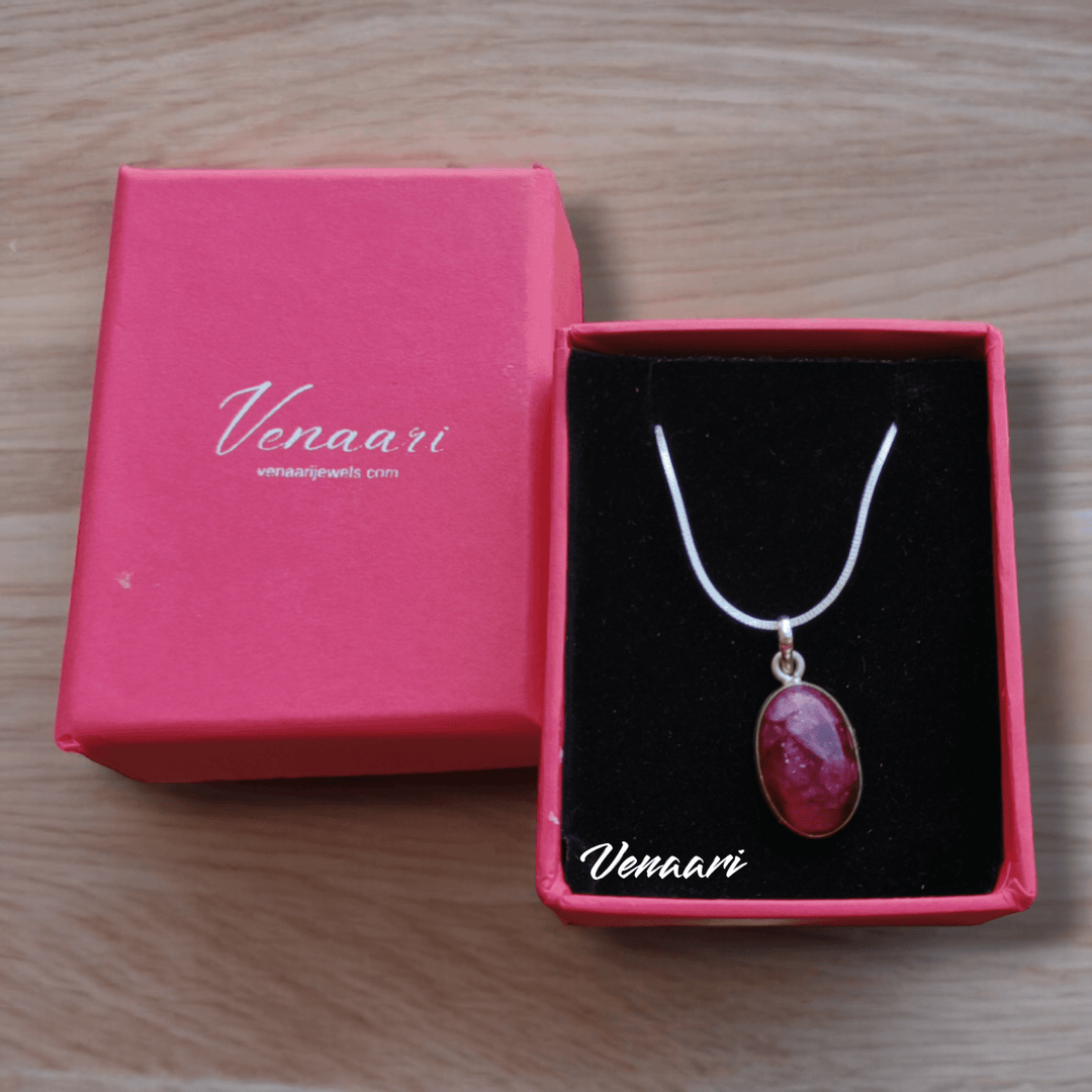 Natural Fuchsia Pink Stone Earrings, Pendant & Chain Set - Suspire