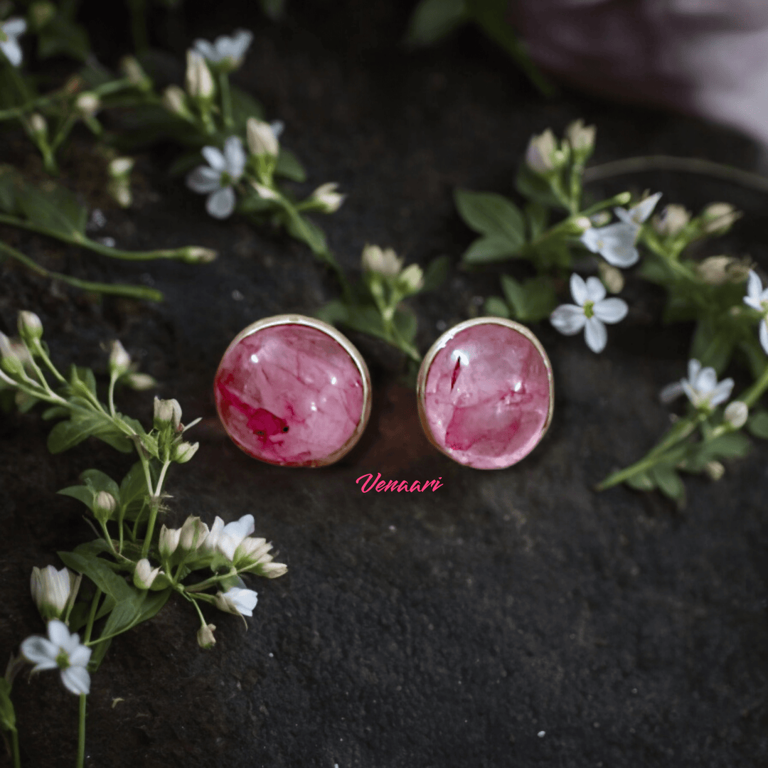 Natural Pink Stone Earrings, Pendant & Chain Set - Suspire