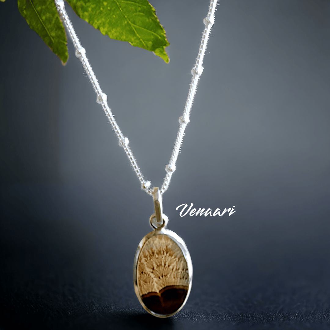 Natural Shazar Stone Enchanted Tree Sterling Silver Pendant & Chain - Suspire