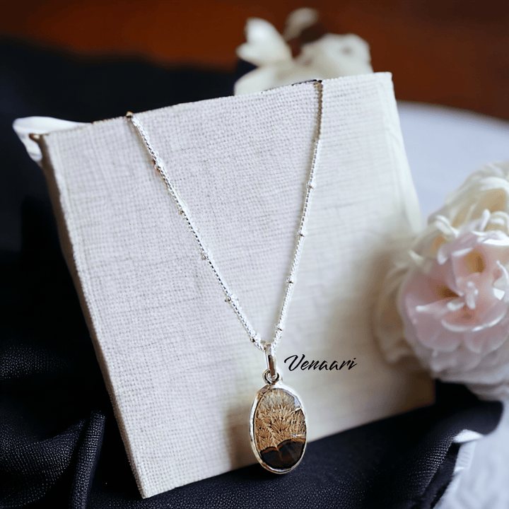 Natural Shazar Stone Enchanted Tree Sterling Silver Pendant & Chain - Suspire