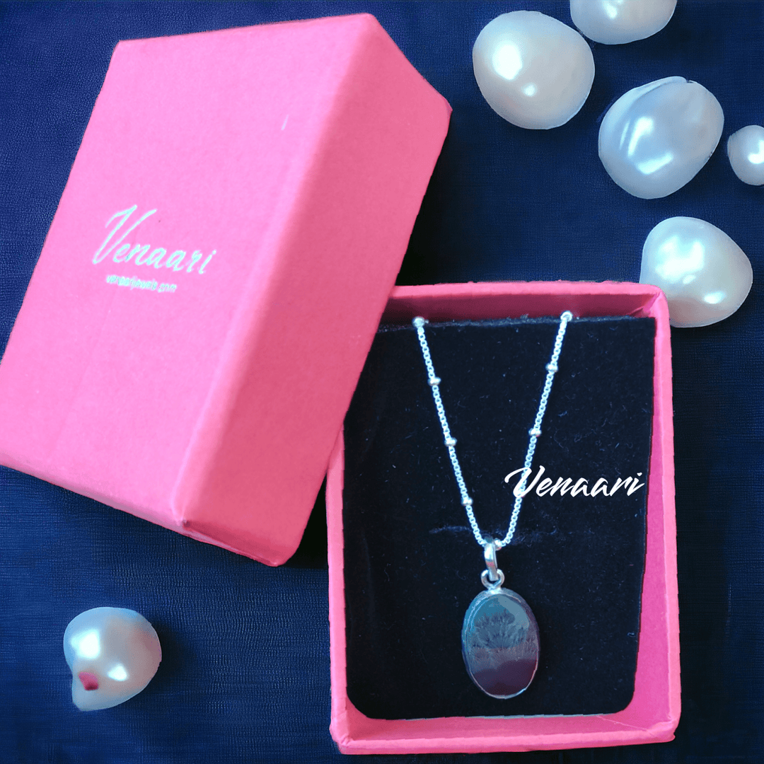 Natural Shazar Stone Enchanted Tree Sterling Silver Pendant & Chain - Suspire