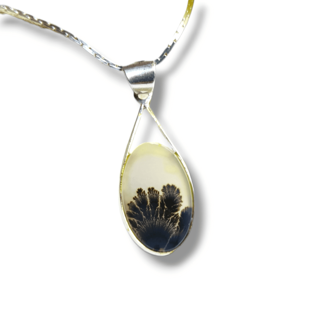 Natural Shazar Stone Unique Flower Bouquet Sterling Silver Pendant & Chain - Suspire