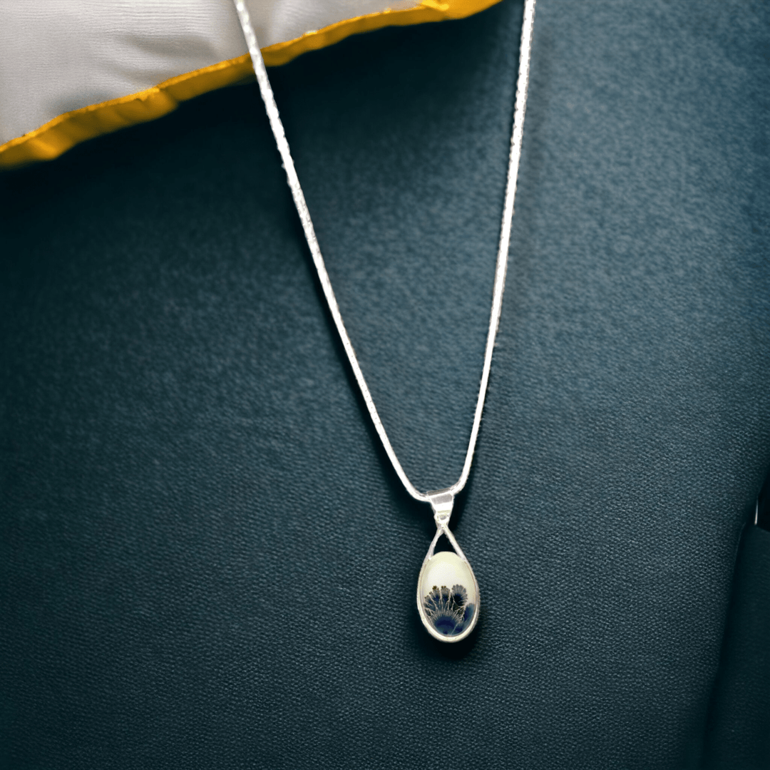 Natural Shazar Stone Unique Flower Bouquet Sterling Silver Pendant & Chain - Suspire