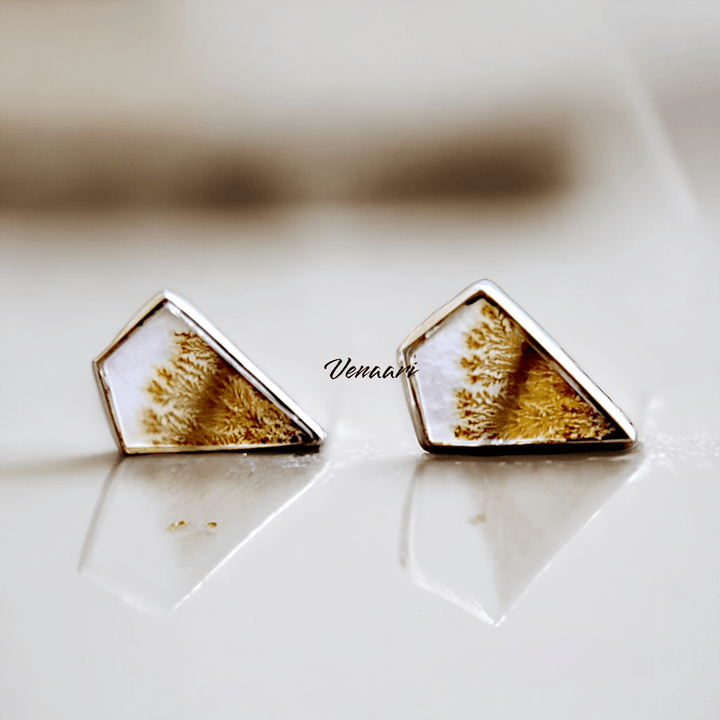 Natural Shazar Stone Unique Indra Stud Earrings - Suspire